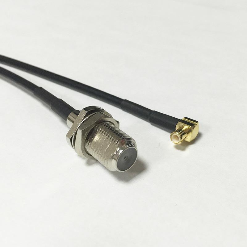 F Kvinna Jack Till Mcx Manlig Plugg Höger Vinkel Connector Rg174 Koaxial Kabel Rf Pigtial 20cm 8 Inch