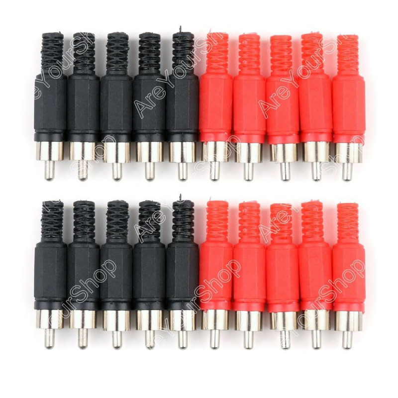 20 St Rca Plugg Löda Typ Audio Kabel Connector Röd Och Svart