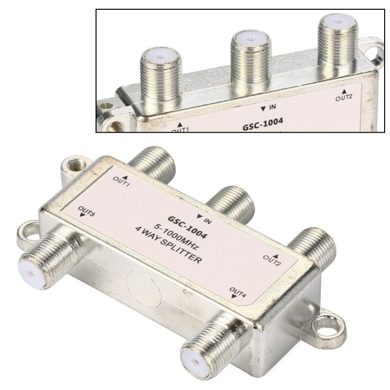 4 Sätt 51000 Mhz Signal Koaxial Antenn F Plugg Splitter Kabel Tv Växla Bi128