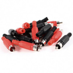 Svart Röd Löda Rca Manlig Plugg Audio Video Adapter Connector 20 St