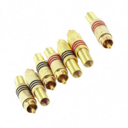 10 St Guld Tona Manlig Rca Plugg Audio Connector Metall Vår Adapter