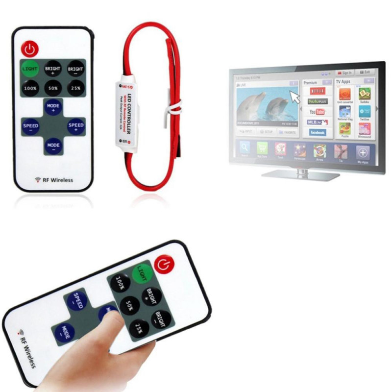 1 St 12v Rf Trådlös Avlägsen Växla Kontroller Dimmer För Mini Led Remsa Ljus