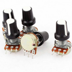 5pcs Massa 10k Ohm Linjär Mono Stereo Pott Roterande 15mm Motstånd Potentiometer Knoppar