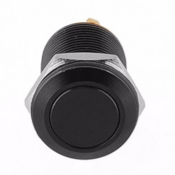 Svart Aluminium 12mm 2a 36v 1no återställbar Tillfällig Metall Skjuta På Knapp Växla Platt Stift