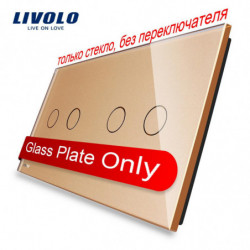 Livolo Lyx Gyllene Pärla Kristall Glas 151mm X 80mm Eu Standard Dubbel Glas Panel Vlc7c2 C213