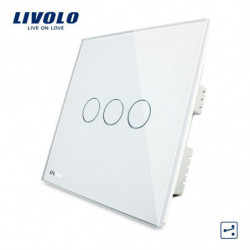 Vägg Växla Elfenben Vit Kristall Glas Panel Vlc303s61 3 Gäng 2way Dubbel Kontrollera Hem Rör Skärm