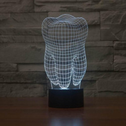 3d Illusion Kreativ Dekorativ Natt Lampa Tand Form Diy Atmosfär Magmuskler Led Lökar 5v Semester Natt