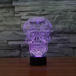 Kreativ Konstnärlig 3d Visualisering Skalle Shpe Led Natt Tabell Lampa För Hem Dekoration