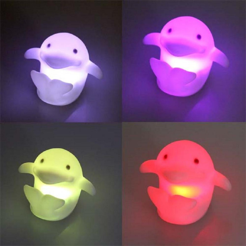 D1u 7färger Natt Ljus Skiftande Led Sova Delfin Dekoration Lampa Fest