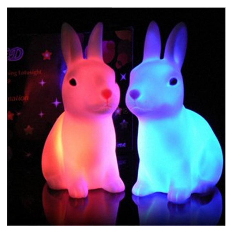 1 St Aste Led Natt Lampa Kanin Lampa Barn Ljus Förmån Leksak Rgb Färg Skiftande Konst Dekor Led Belysning