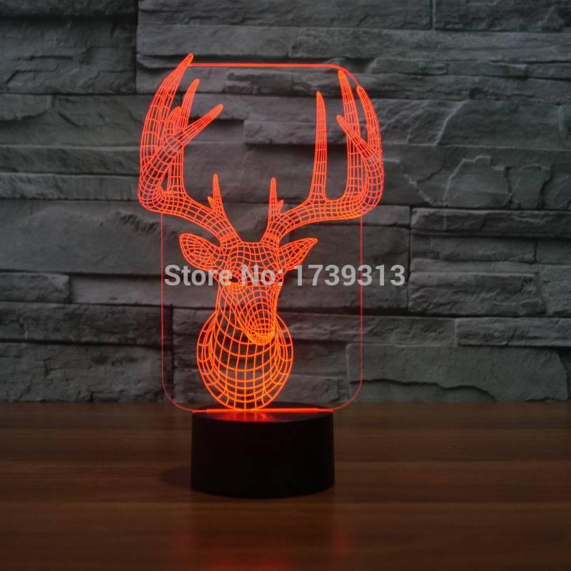 Fantastiska 3d Illusion älg Form Lampa Led Natt Lights För Dekoration Hushålls Som Högtider Födelsepos