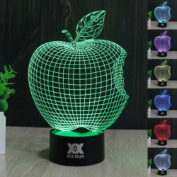 Äpple Lampa 3d Visuell Led Natt Lights För Unge Rör Usb Tabell Lampara Som Förutom Lampe Bebis Sovande