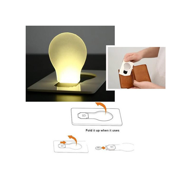 Bärbar Led Kort Ficka Ljus Glödlampa Lampa Plånbok Passa För Plånbok Handväska Kort Hållare