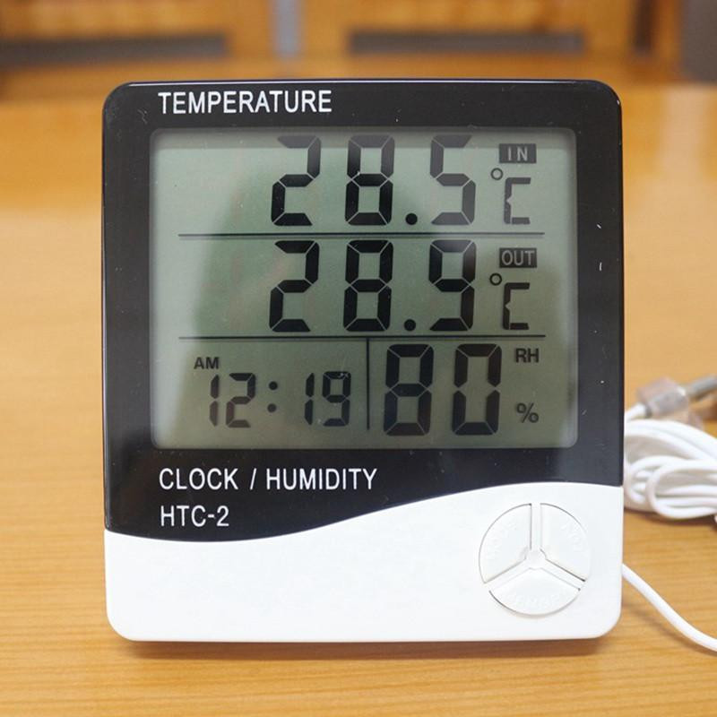 Väder Station Htc2 Inomhus Utomhus Termometer Hymeter Digital Lcd C F Temperatur Fuktighet Meter Larm