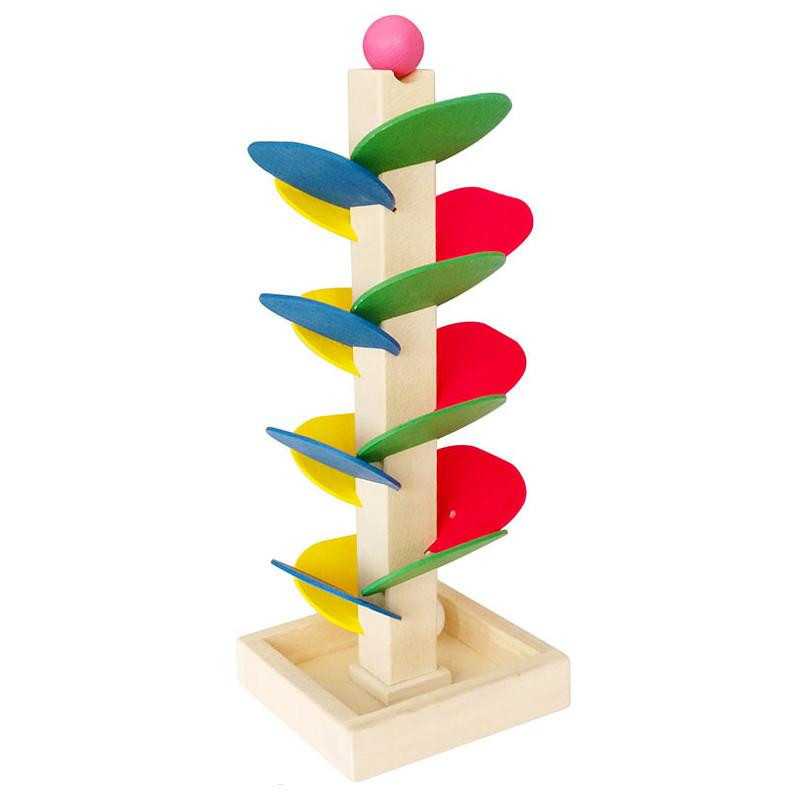Montessori Pedagogisk Leksak Blocks Trä Träd Marmor Boll Singa Spår Spel Bebis Barn Barn Intelligens