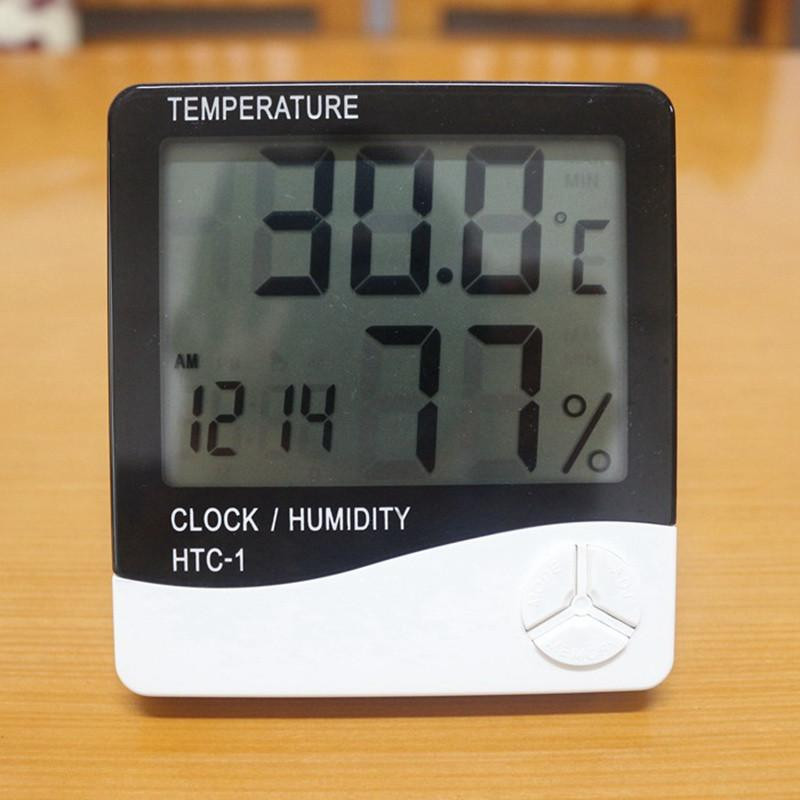 Digital Lcd Termometer Elektronisk Temperatur Fuktighet Meter Hymeter Väder Station Inomhus Larm Klocka