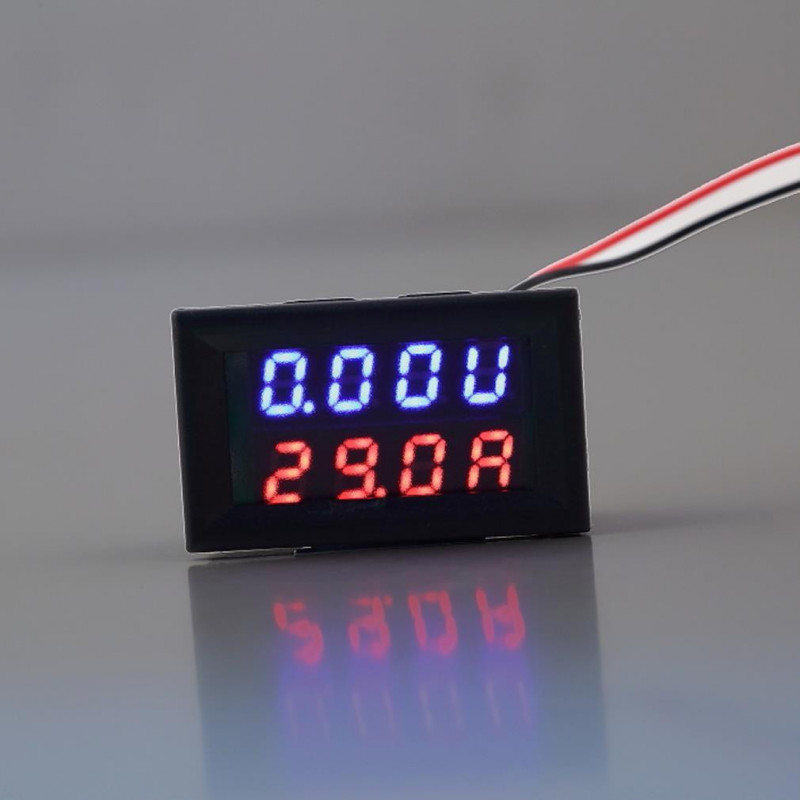 1 St Likström 030v 10a Voltmeter Amperemätare Blå Röd Led Amp Dubbel Digital Volt Meter Mätare Voltimetro