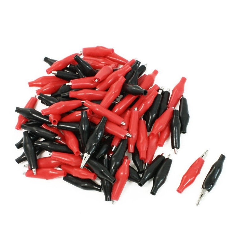 Szs Svart Röd Elektrisk Metall Alligator Clips Testa Leads 100 St