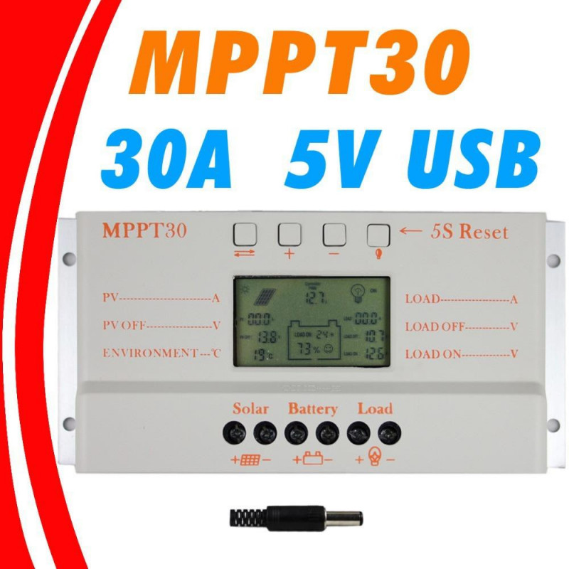 Mppt 30a Lcd Sol Avgift Kontroller 12v 24v Bil Växla Lcd Visa Mppt30 Sol Avgift Kontroller Mppt 30 Laddare