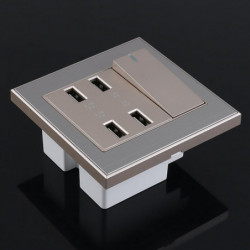 4port Usb Vägg Uttag Laddare Växelström Kraft Behållare Utlopp Tallrik Panel