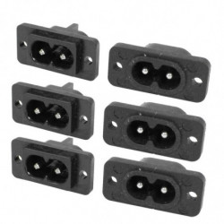 Ac250v 2 5a 6pcs 2pin Iec 320 C8 Skruva Montera Inlopp Plugg Uttag