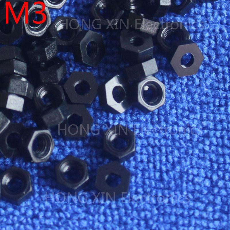 M3 1 St Svart Lon Hex Nöt 3mm Plast Nötter Rosh Sexhörning Pc Elektronisk Tillbehör Verktyg Etc