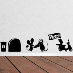 3d Rolig Mus Hål Pizza Vägg...
